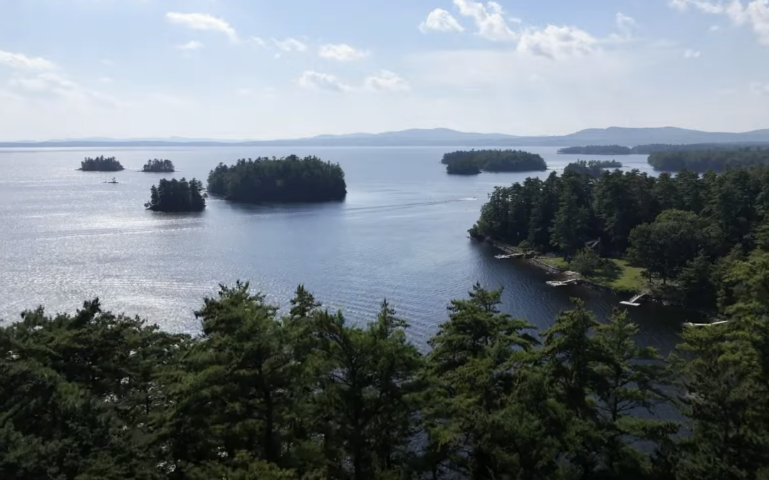 Arial view of Sebago Lake in Casco, Maine